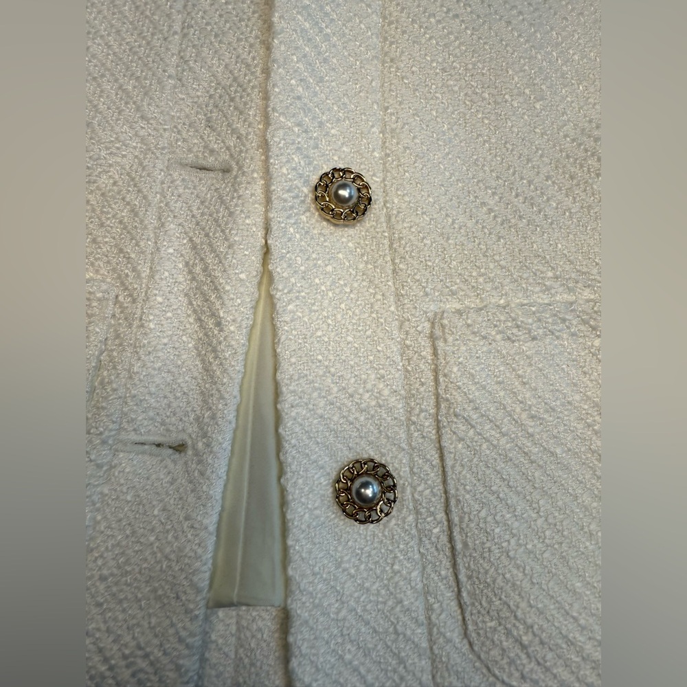 J.CREW *NWT* Tweed Lady Jacket White w/ Pearl Buttons Size XXS BW284 - Picture 4 of 14